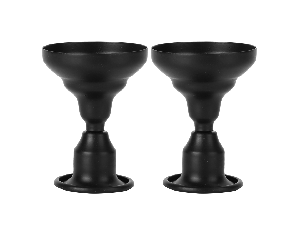 Juego De 2 Portavelas, Estilo Europeo Sencillo, Hierro Forjado Retro, Decoración De Mesa, Regalo, Negro.