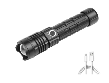 Linterna Led Xhp70.2 Linternas de 4 Núcleos USB Recargable Flash Light Torch Aluminium Zoomable Impermeable Negro Bisbisous VIGA EUROPE