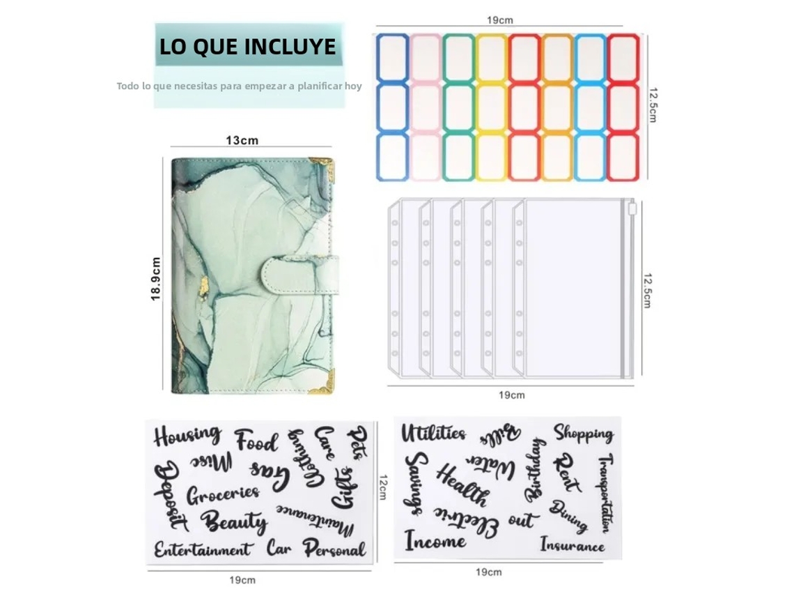 Juego de 8 cuadernos económicos MDUG A6 con estampado de mármol plateado y dorado