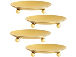 Soportes Para Velas Conjunto De 4 Metal Dorado Para Velas De Pilar Y Led Decoración Fiesta Cumpleaños Cena