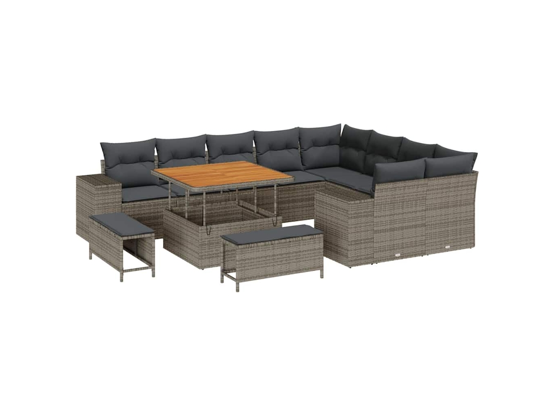 Maison Exclusive - Conjunto De Sofá De Jardín Con Cojín Con Almohada 12 Pcs Gris