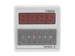 Relé Temporizador Digital Dh48s-s De 220 V Con Base Blanca Y Panel De Control Led.