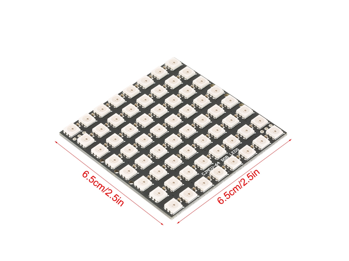 Placa de desarrollo para módulo LED RGB de 64 bits 5050 8x8 (2026as-WS2812)