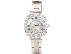 Reloj De Pulsera Zhoulianfa Acero Inoxidable Dial Irregular Con Piedras Strass Plata