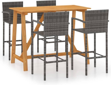Conjunto 5 Conjunto de bar para jardín VIDAXL gris