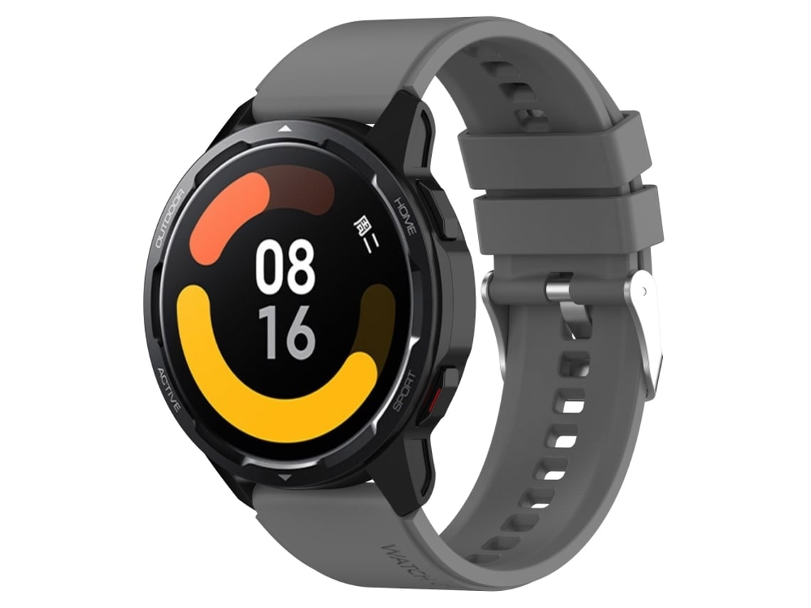Bracelete Para Samsung Galaxy Watch Active 2 (40mm/44mm) - Silicone Com Cabeça Saliente - Fivela Prata (20mm) - Gray