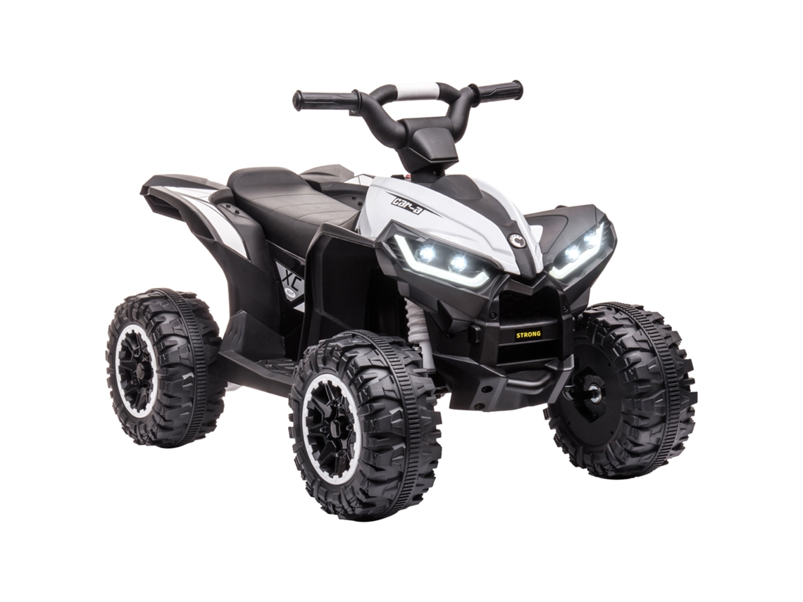 Quad Eléctrico Infantil De 12 V Con 2 Motores, Color Negro Y Blanco, 83 X 53 X 55,5 Cm.