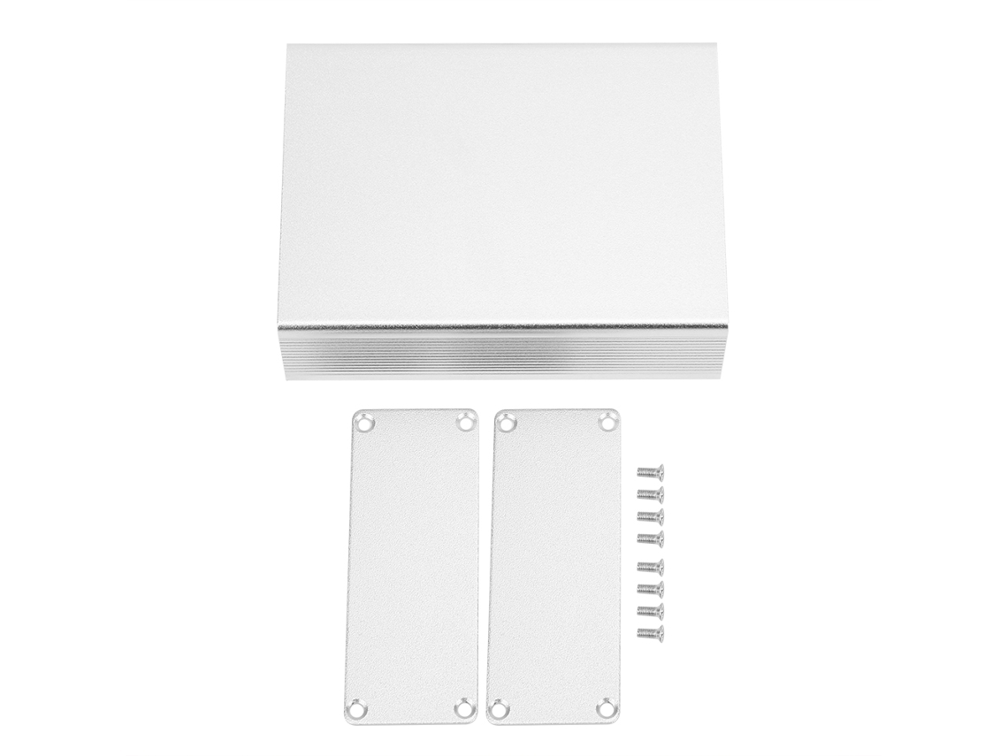 Caja de proyecto integrada de aluminio plateado mate para montaje de PCB, carcasa electrónica de 29x74x100 mm