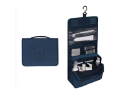 MEOIRUERY Bolsa de Aseo Colgante Dobrable con Asa, Bolsa de Viaje Multifuncional Ahorradora de Espacio, Impermeable, Azul