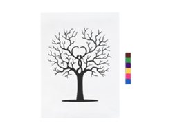 MEOIRUERY Cuadro Árbol de Huellas Dactilares DIY Libro de Firma en Lienzo Pintura con Pulgar