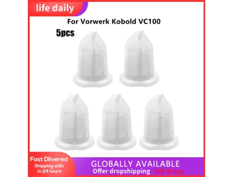 5 piezas de filtros de suciedad adecuados para Vorwerk Kobold Vc100 aspiradora inalámbrica Robot repuestos de aspiradora filtros de vacío