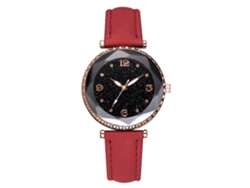 Reloj De Pulsera Delgado E Informal Para Mujer Con Correa De Pu, Cuarzo Rojo, Estilo Sencillo.