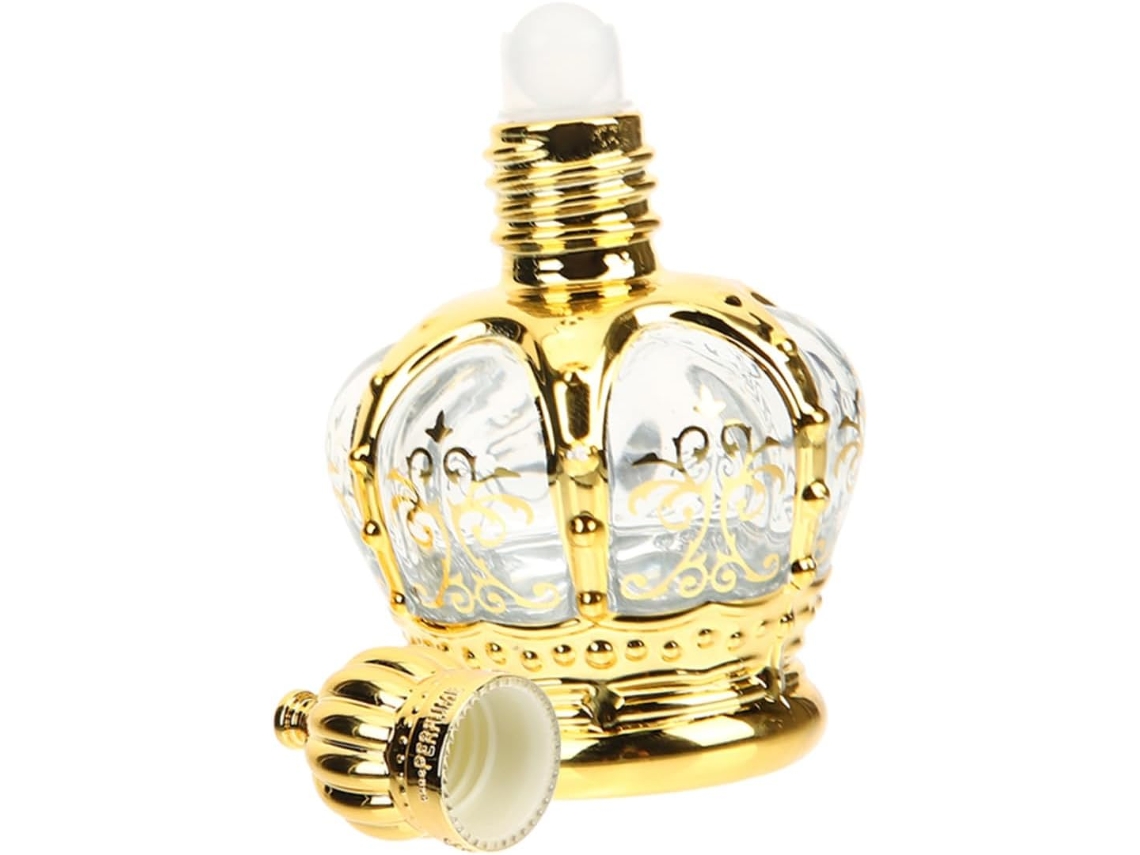 Frasco de perfume portátil y recargable de vidrio dorado con mecanismo enrollable, ideal para aceites Vayotoy.