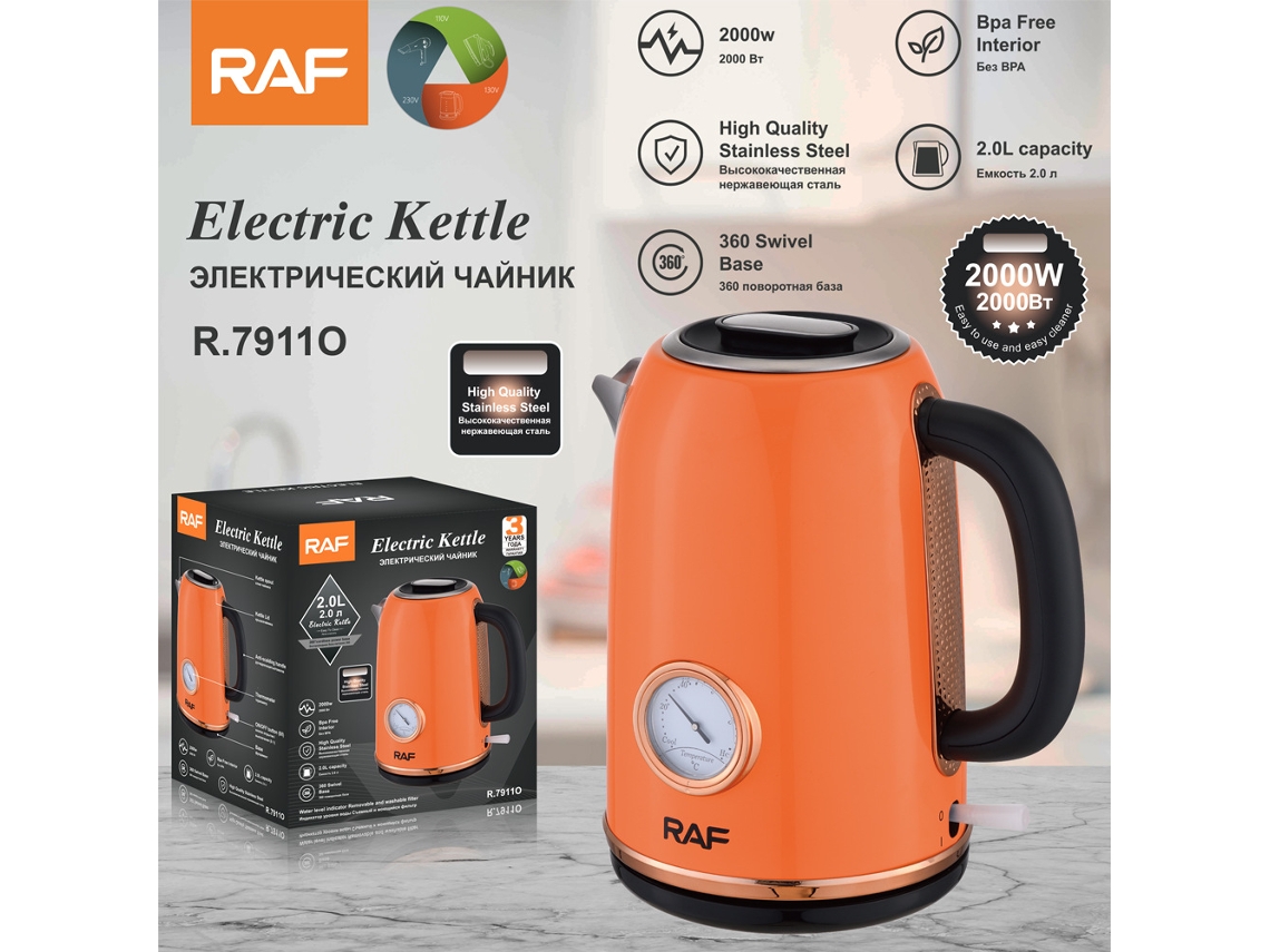 Hervidor eléctrico de acero inoxidable de 2 litros con pantalla MDUG