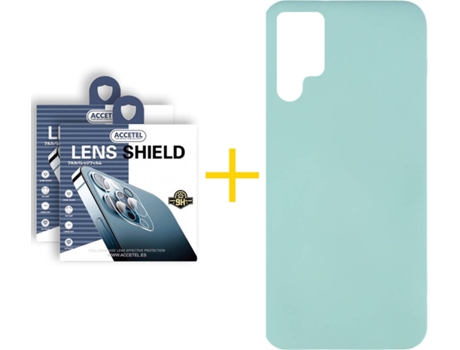 Carcasa + 2 Protectores de Cámara para Samsung Galaxy S22 Ultra 5G ACCETEL Verde Agua