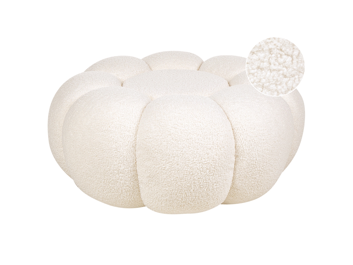 Reposapiés tapizado BELIANI Beaufort de Bouclé Blanco 60x60x27
