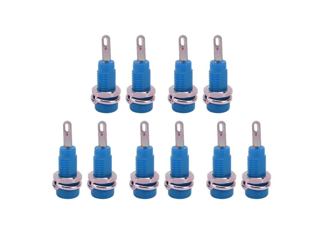 10 unidades de conector banana de panel de 2 mm J.40003, adaptador de pines extendidos para instrumentos electrónicos, color azul, marca S