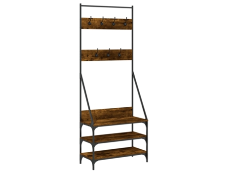 Perchero VIDAXL con zapatero roble ahumado (72x34x184 cm)