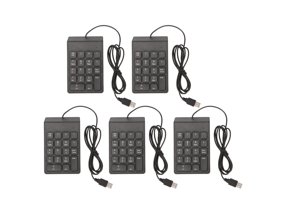 Teclado Numérico Com Fio 18 Teclas Mini Ergonômico Usb Plug And Play Para Pc Laptop 5 Peças