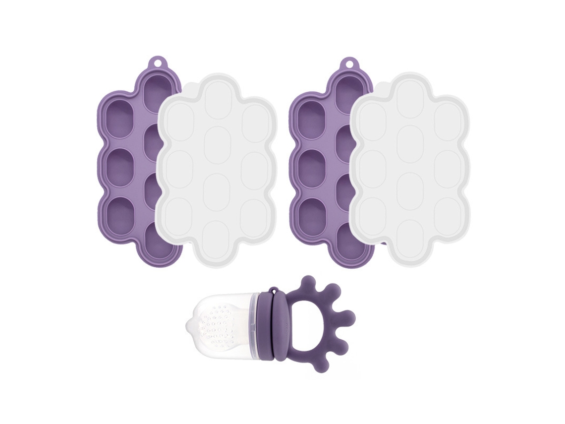 Set Alimentador Bebé Chrui 6+ Meses Con Molde Polo Silicone Suave (morado)