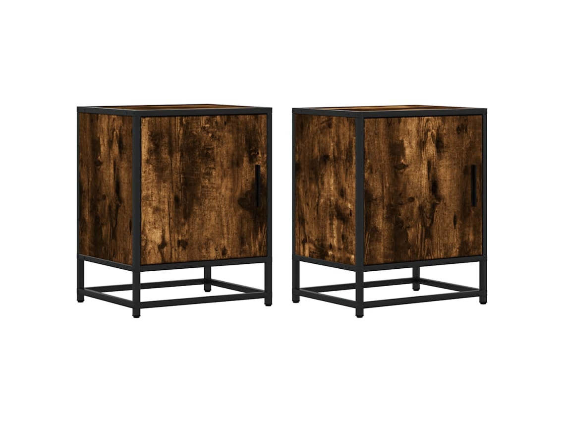 Maison Exclusive - Mesitas Noche 2 Uds Madera Ingeniería Roble Ahumado 40x31x50 Cm
