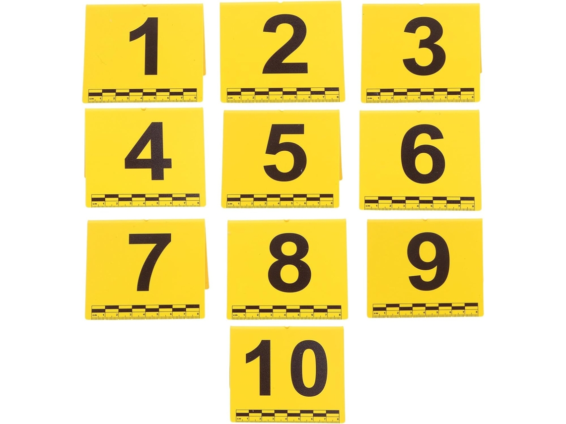 Marcadores De Evidencia Forense Numerados Del 1 Al 10, Regla Integrada, 10 Placas.