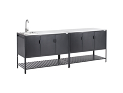 Cocina de jardín Beliani Maenza de acero negro 240x60x127
