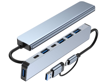 Adaptador multipuerto USB C Hub para computadora portátil Diseño y compacto para viajar y trabajar fácilmente desde casa Puertos USB ampliados Gris...
