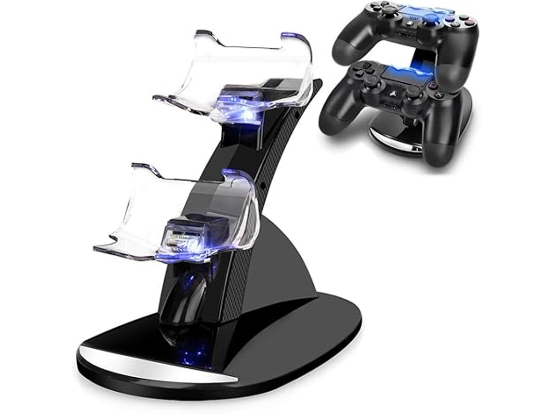 Cargador para mando de PS4, estación de carga Dual Shock para PS4, base de carga dual para mandos de PS4, color negro