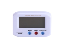 Reloj digital LCD portátil con alarma, retroiluminación y función de repetición, ideal para escritorio, oficina o coche (blanco)