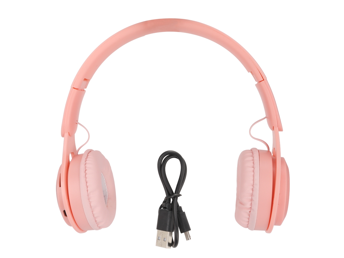 Auriculares Estéreo Plegables Bluetooth Estilo Macaron Y08 Para Niños, Color Rosa, Supraaurales.