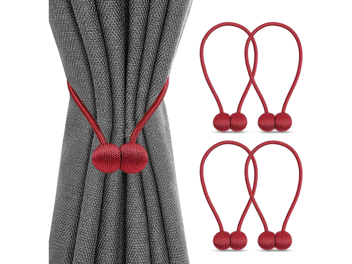 JILLIOPER Abrazaderas magnéticas de moda para cortinas de puertas francesas, cuerda decorativa con un toque moderno, instalación sin taladros, longitud ajustabl