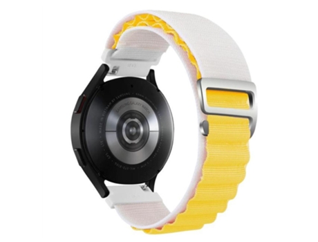 Correa de nailon 22mm ajustable para Realme Watch 3/Huami Amazfti GTR 4/GTR 4 Pro - blanco/amarillo