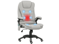 Cadeira de Escritório com Massagem e Aquecimento, Altura Ajustável, Encosto Reclinável e Controle Remoto, Cinza. VISTA SHOP