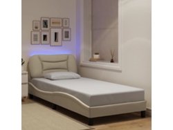 Estructura De Con Led Sin Colchón Tela Crema 90x190 Cm