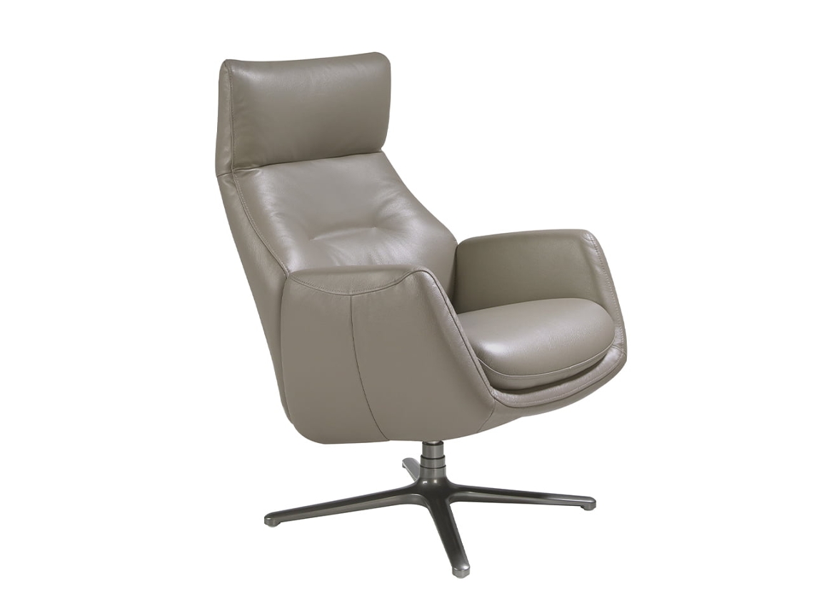 Sillon Giratorio Reclinable  ANGEL CERDA (69 x 86 x 109 cm - Cuero - Gris)