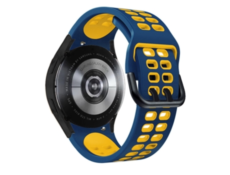 Correa de Silicona bicolor con hebilla de doble orificio para Samsung Galaxy Watch 5 40mm/44mm/5 Pro 45mm - azul medianoche/amarillo