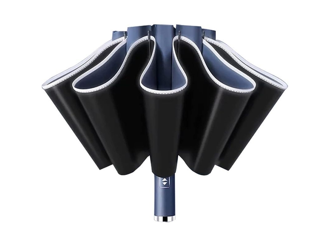 Paraguas Plegable Invertido Con Tira Reflectante, 10 Varillas, Resistente Al Viento, Upf 50+
