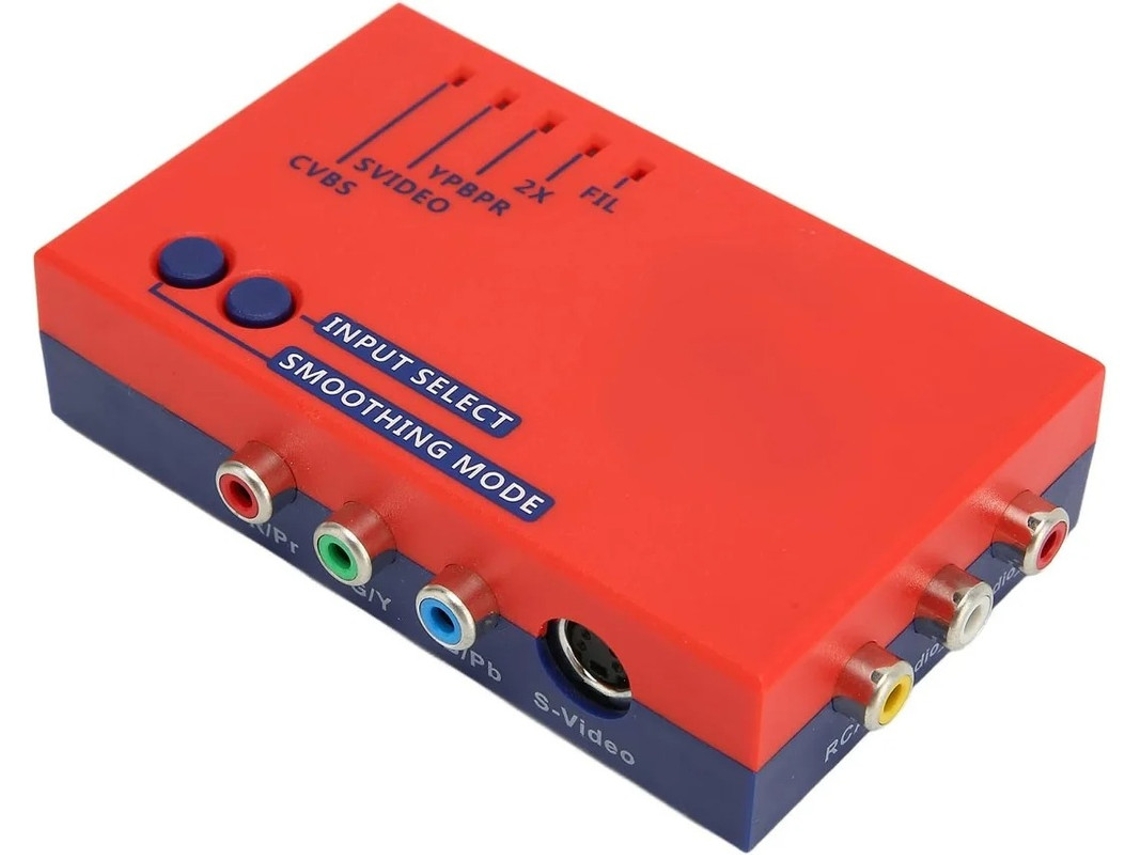 Adaptador convertidor de AV compuesto a HDMI 480p Retroscaler2x, buen sonido, compatible con Vic20, SFC, MD2, MD1, C64, Plug &amp; Play, Bestvite (rojo)