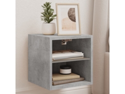 Mueble De Tv | Armario Para Tv | Gabinete De Tv De Pared Con Luces Led Gris Hormigón 30x28,5x30 Cm