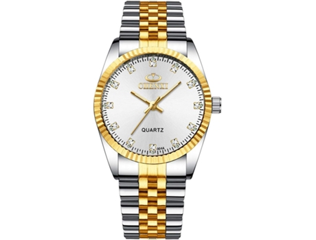 VEANXIN Reloj de pulsera de oro plateado de dos tonos-macho y blanco