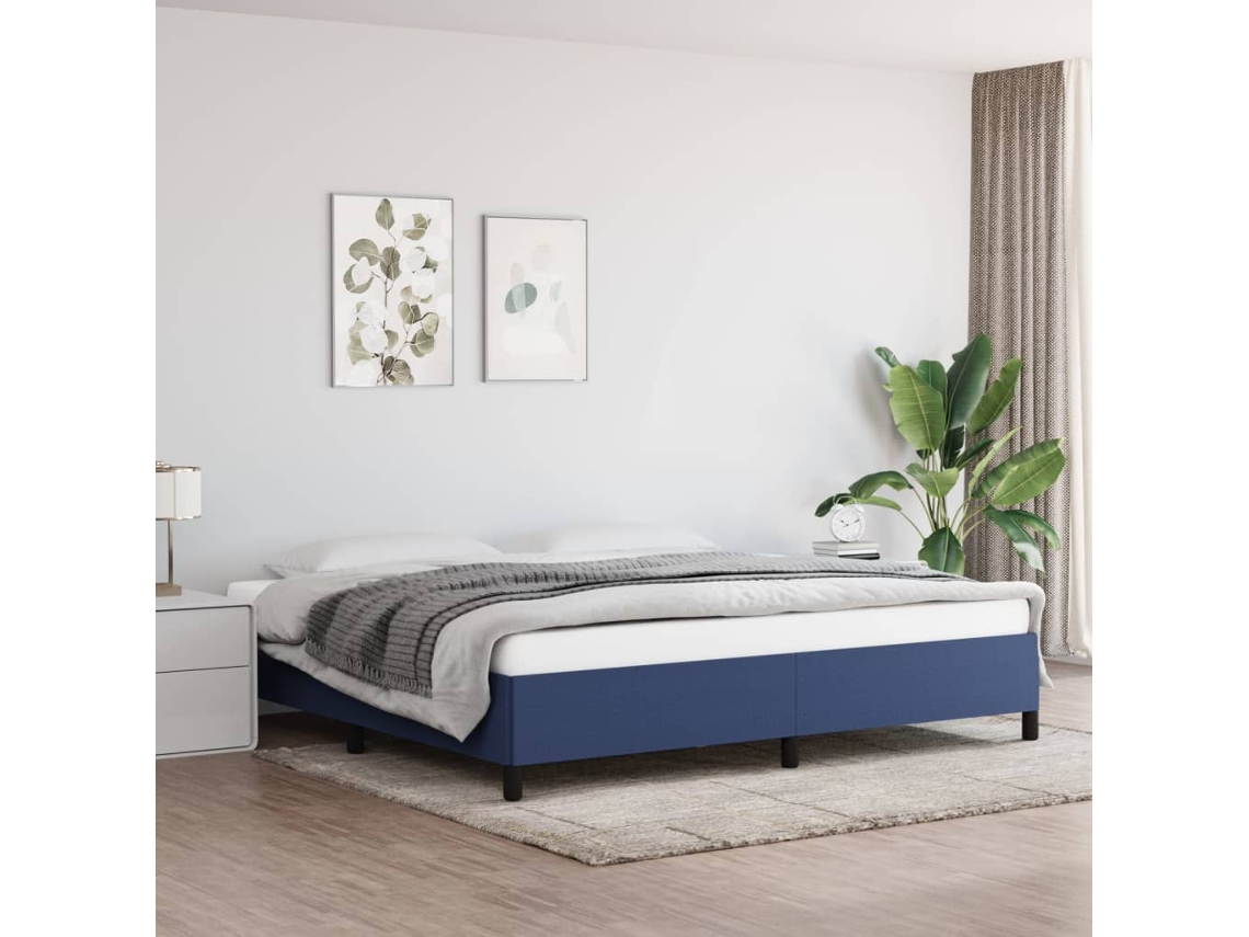 Cama Sin Colchón Tela Azul 200x200 Cm