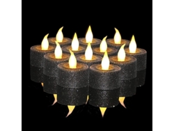 Velas Led Negras Operadas Por Batería Con Temporizador 6/18, Velas Tealight Sin Llama Para Halloween
