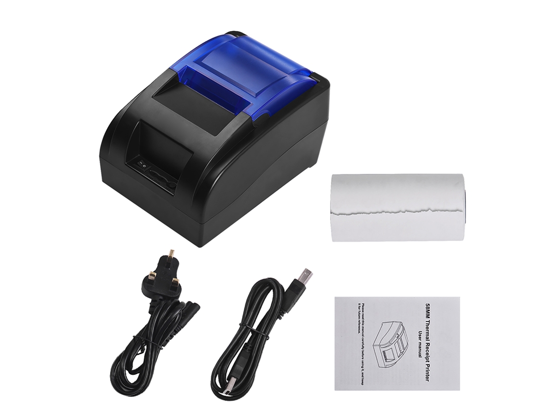 Impresora térmica USB Bluetooth portátil de 58 mm para puntos de venta, tickets y recibos.