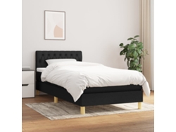 Cama Box Spring Con Colchón Tela Negro 90x190 Cm