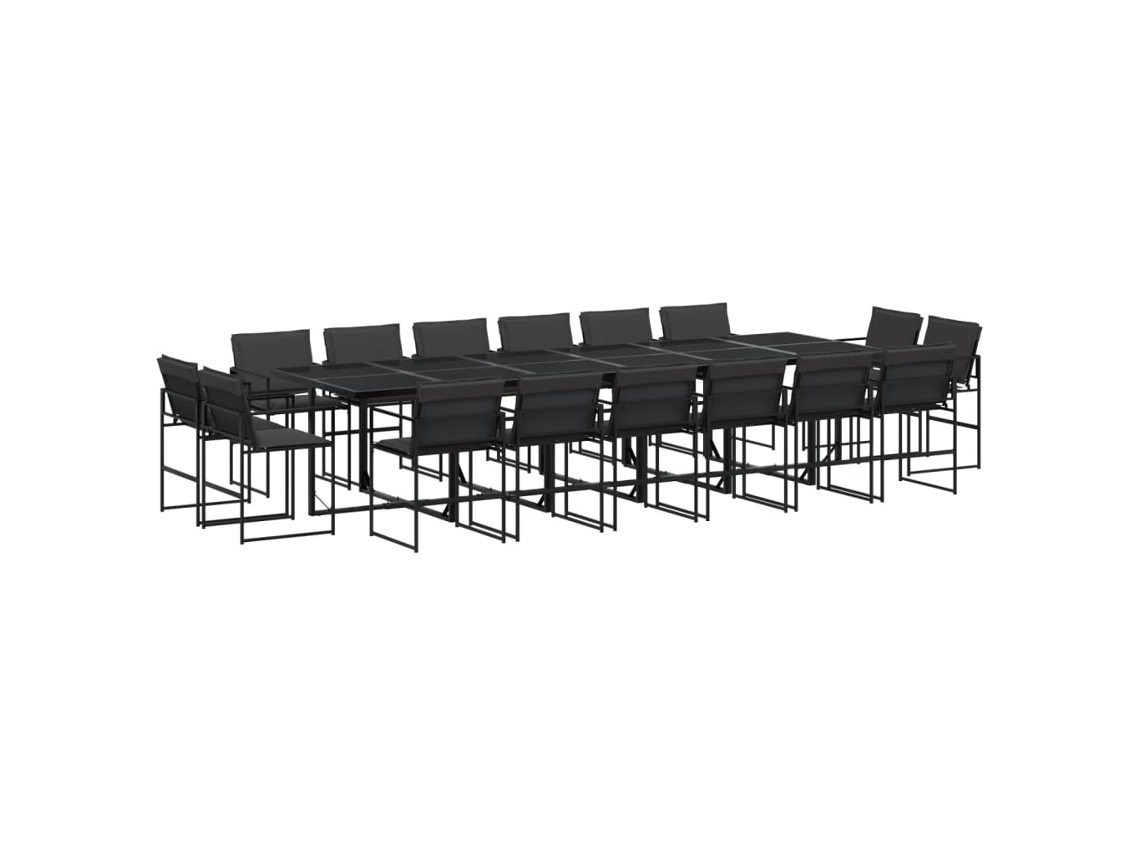 Maison Exclusive - Juego De Comedor De Jardín 17 Pzas Con Cojines Textileno Negro