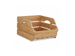 Relaxdays Caja De Almacenaje Apilable, Bambú, Beige, 20.5 X 27 X 38 Cm