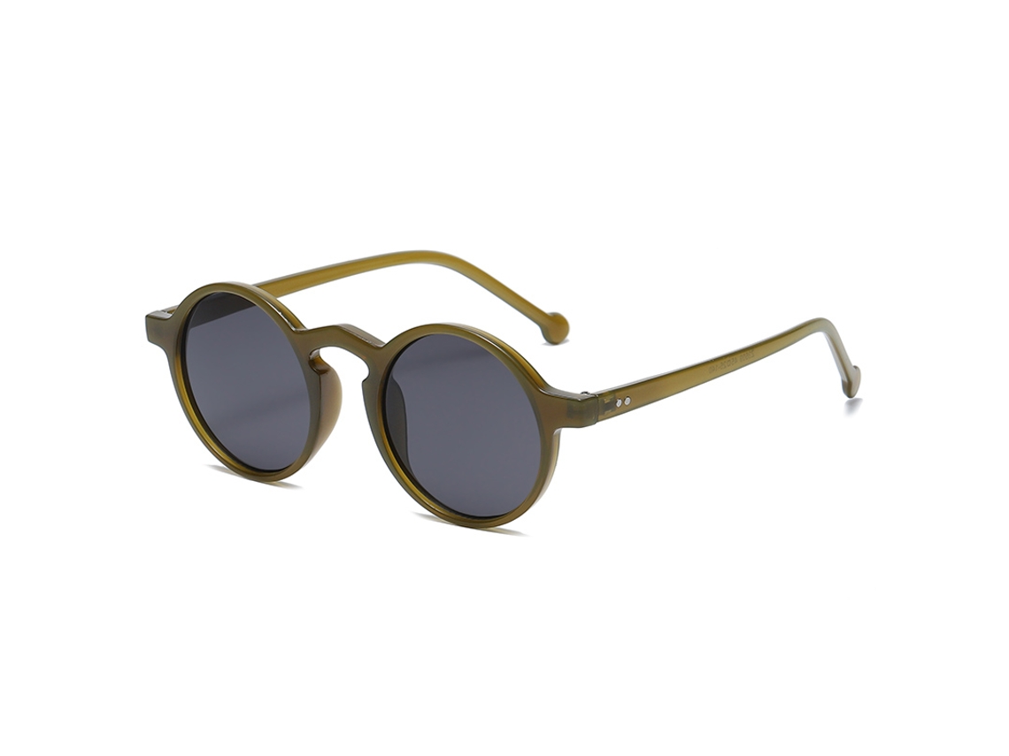 Gafas de sol de ciclismo redondas retro con protección UV400 y lentes de acetato degradado MDUG (verde)