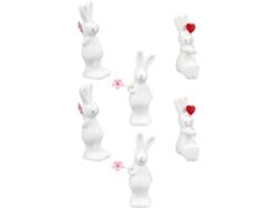 6 Figuras De Conejos Cerámica Blanca: Decoraciones