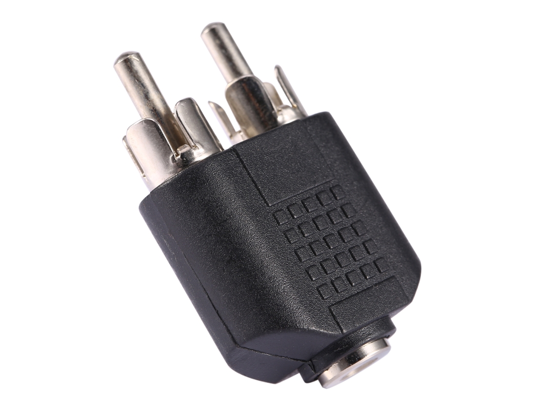 Adaptador Conversor 3.5mm Fêmea Para 2 Rca Macho Estéreo Com Conectores Dourados